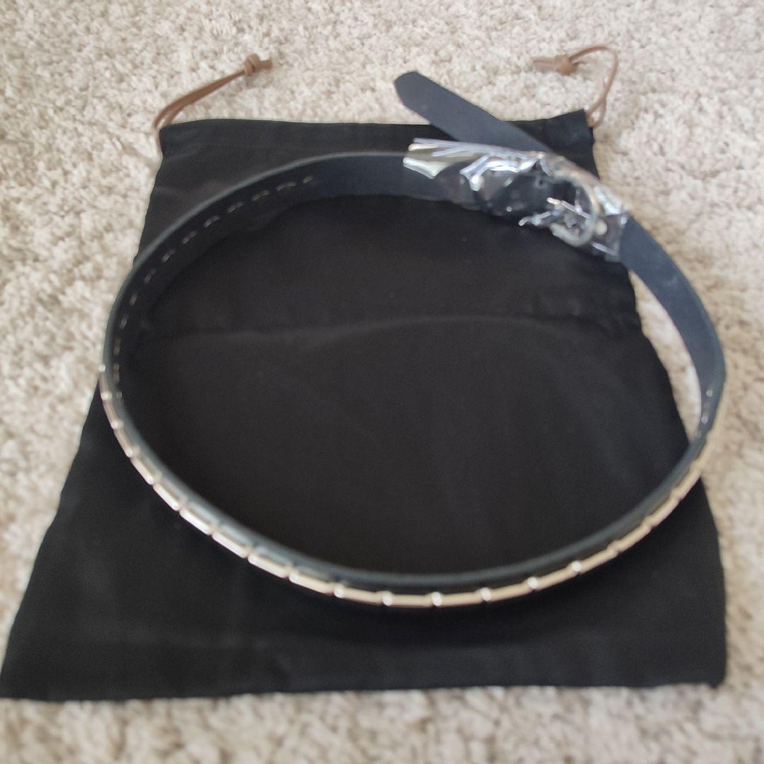 [新品未使用]DECIレザースタッズベルト黒Sメタルパーツ付YUYA OFUJI