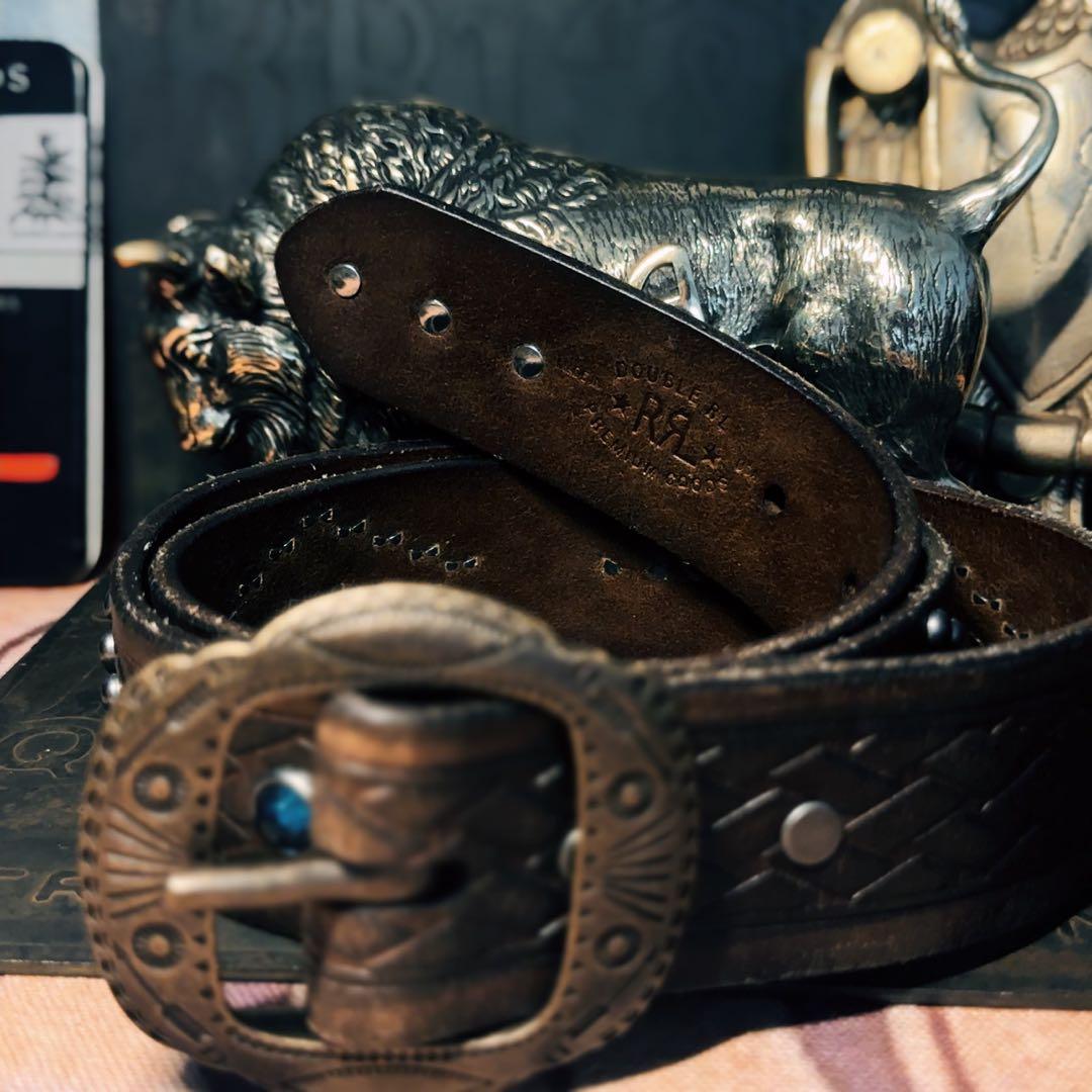 RRL ヴィンテージエンボスレザーベルト36