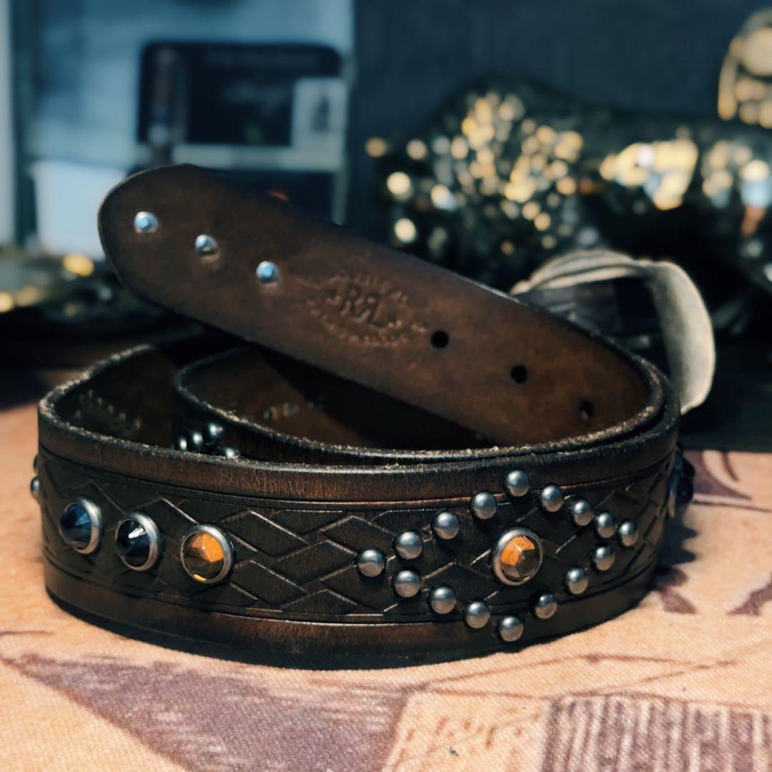 RRL ヴィンテージエンボスレザーベルト36