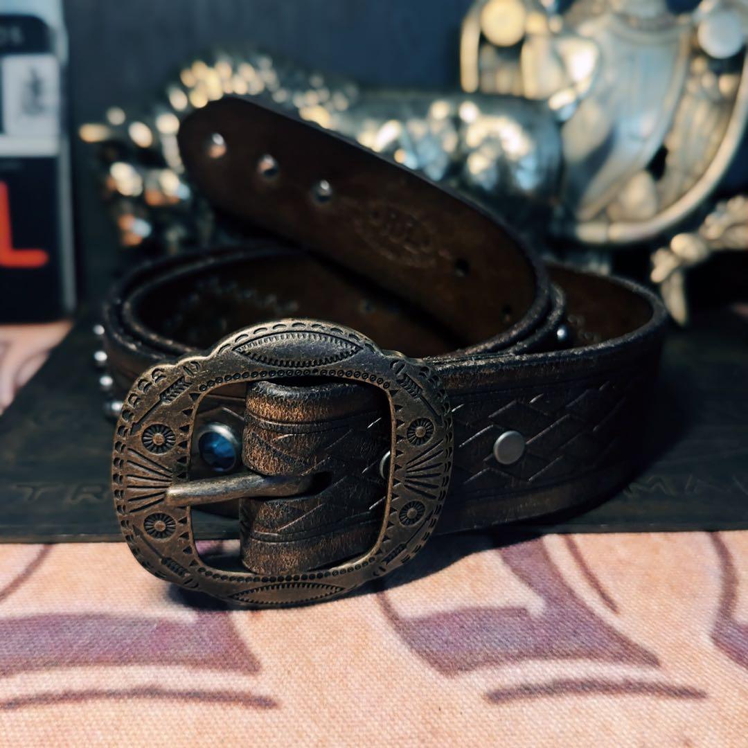 RRL ヴィンテージエンボスレザーベルト36