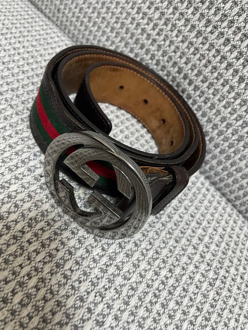 【美品】Gucci GGロゴバックル レザーベルト