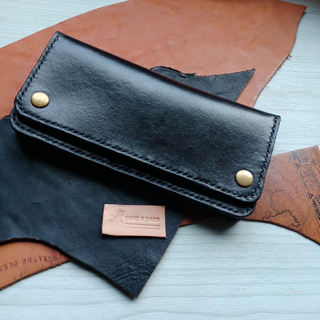 姫路レザー　トラッカーウォレット　ロング　茶芯　ハンドメイド