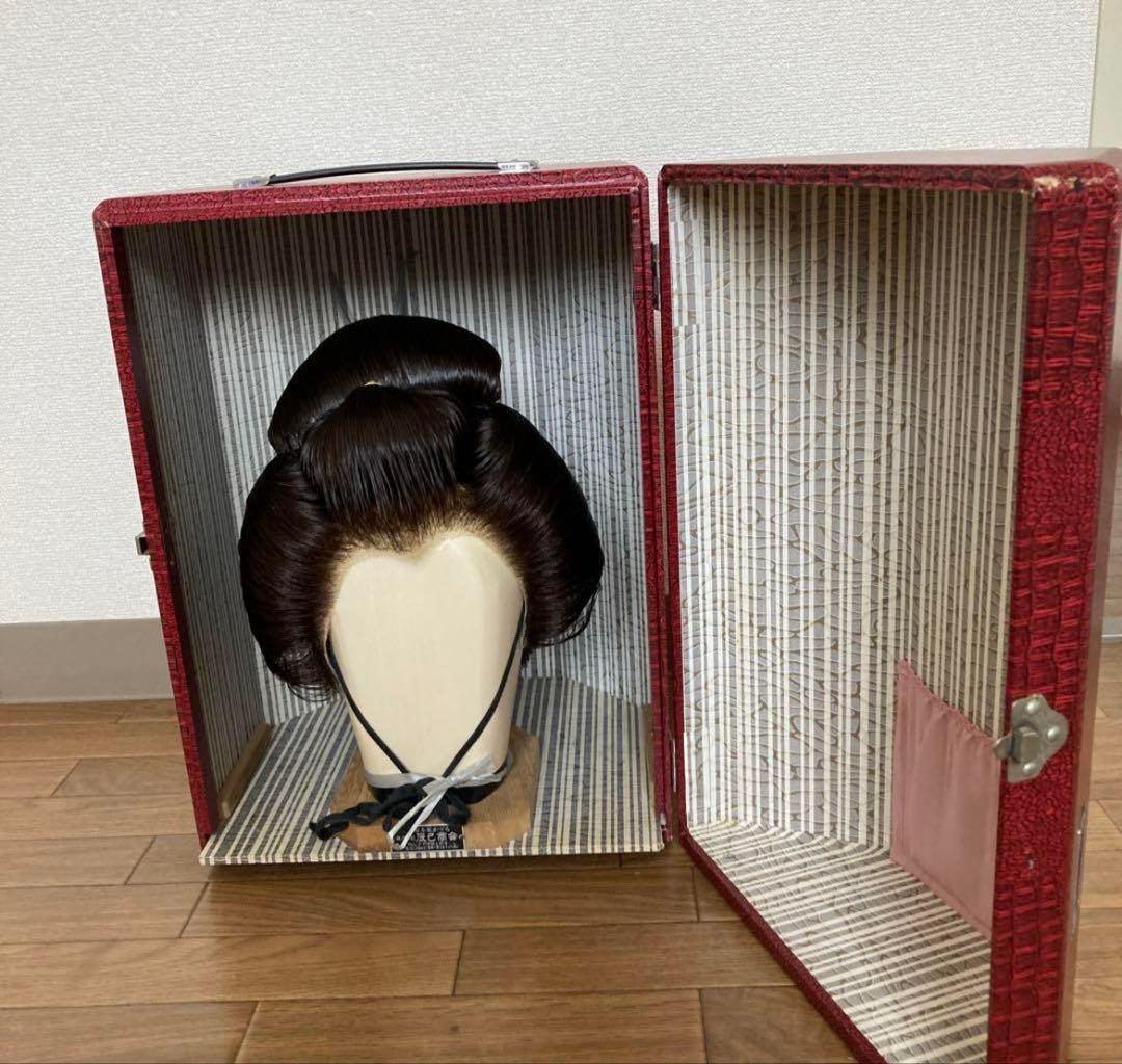 高級日本髪　高級かつら　ケース付き　かつら　舞踏　小道具　コスプレ　芸者　女形