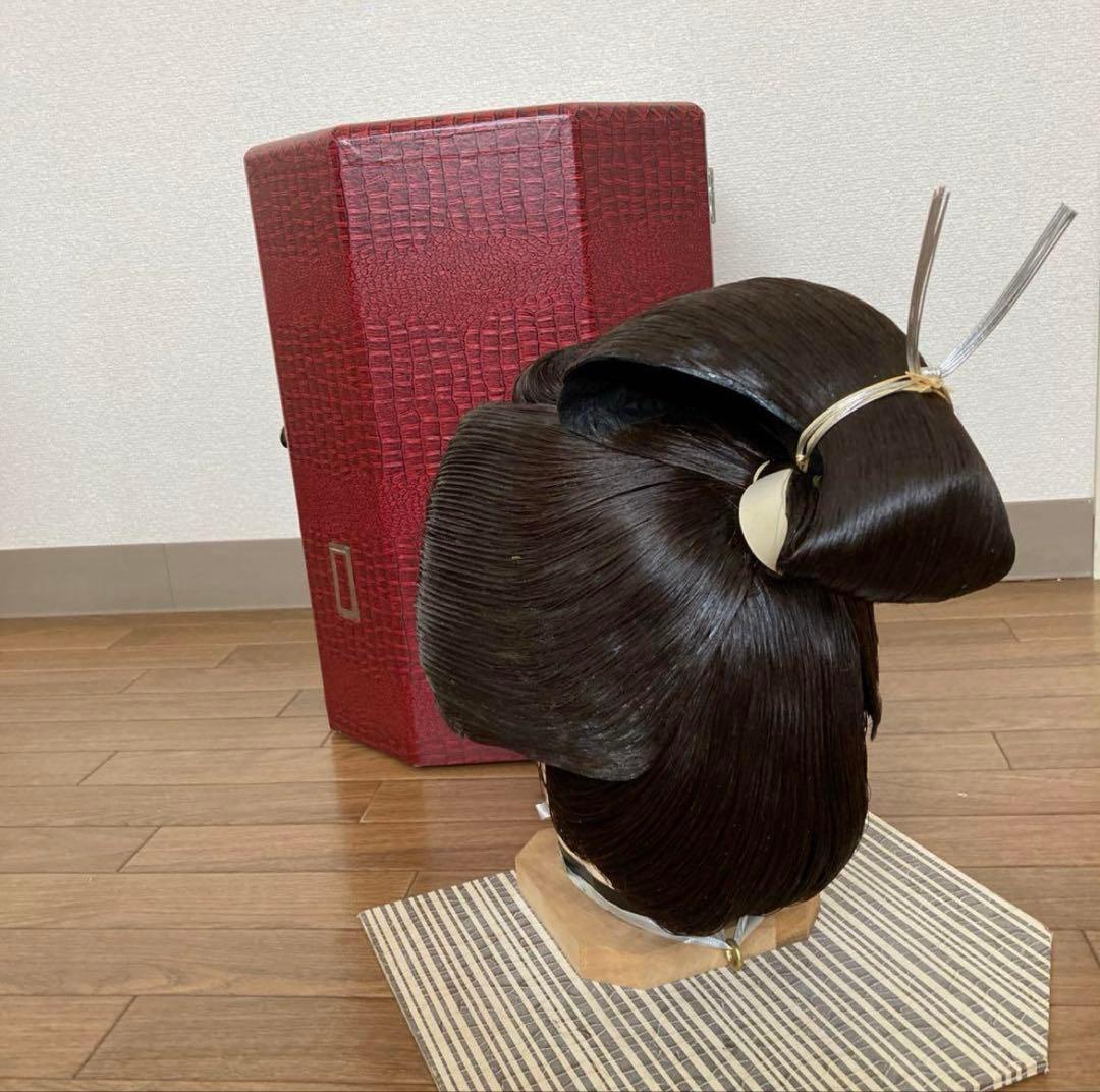 高級日本髪　高級かつら　ケース付き　かつら　舞踏　小道具　コスプレ　芸者　女形