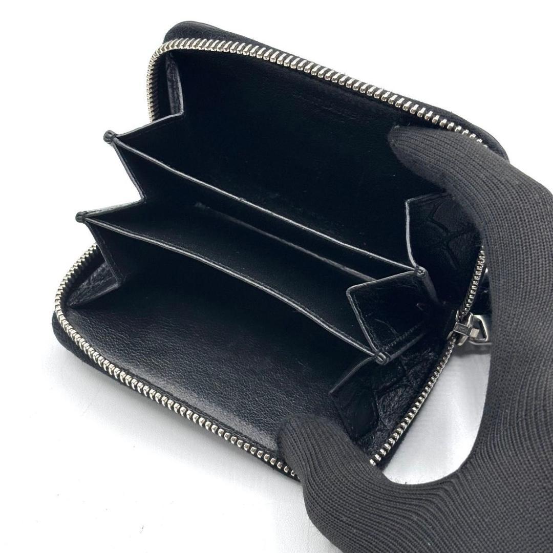 サンローラン　ケース　クロコ　小銭入れ　ブラック　ロゴ　ファスナー　ジップ