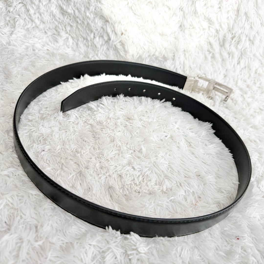 【美品】フェンディ ベルト ズッカ ロゴ シルバー メンズ レザー ブラック