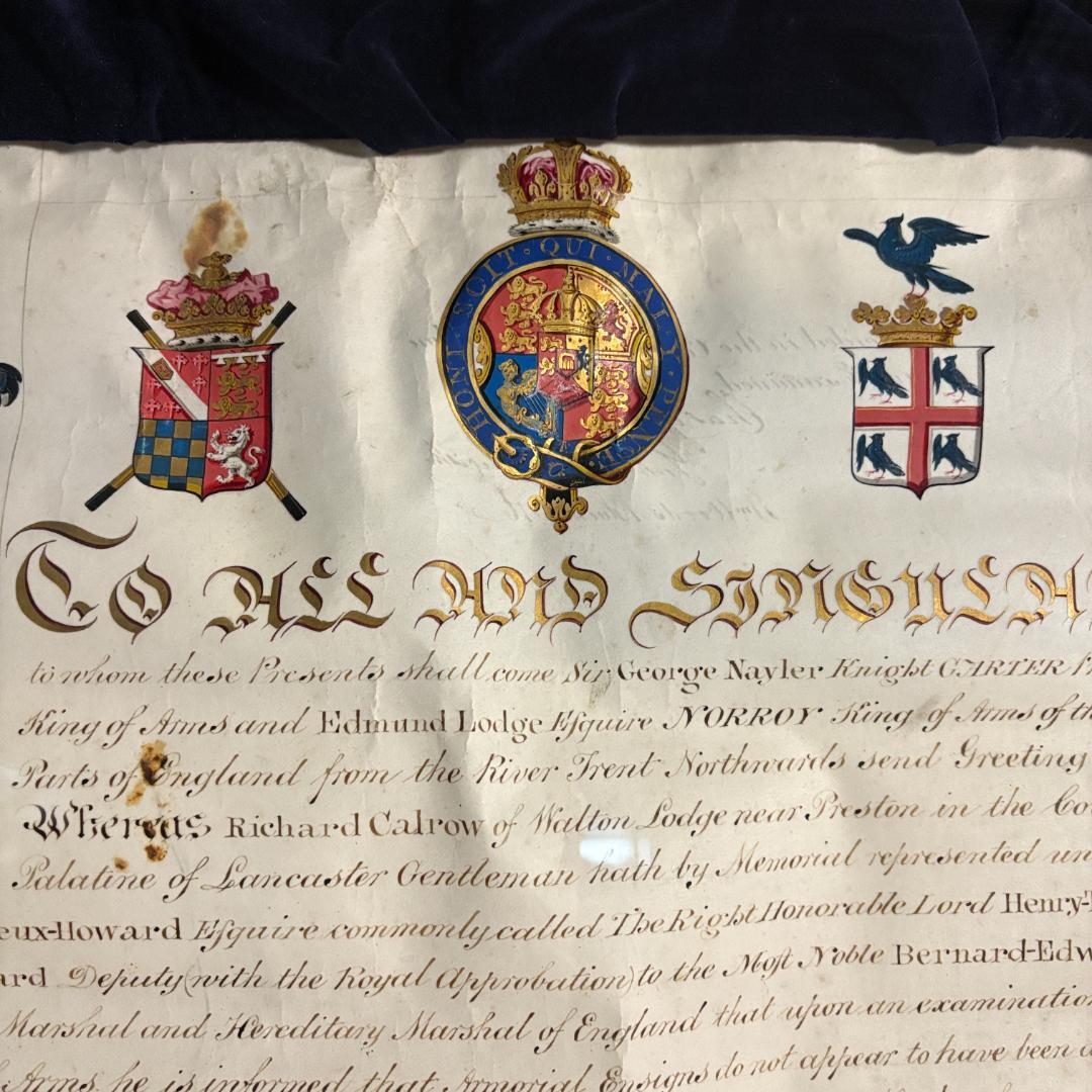 【希少】英国 紋章院（College of Arms）発行　 紋章認可書