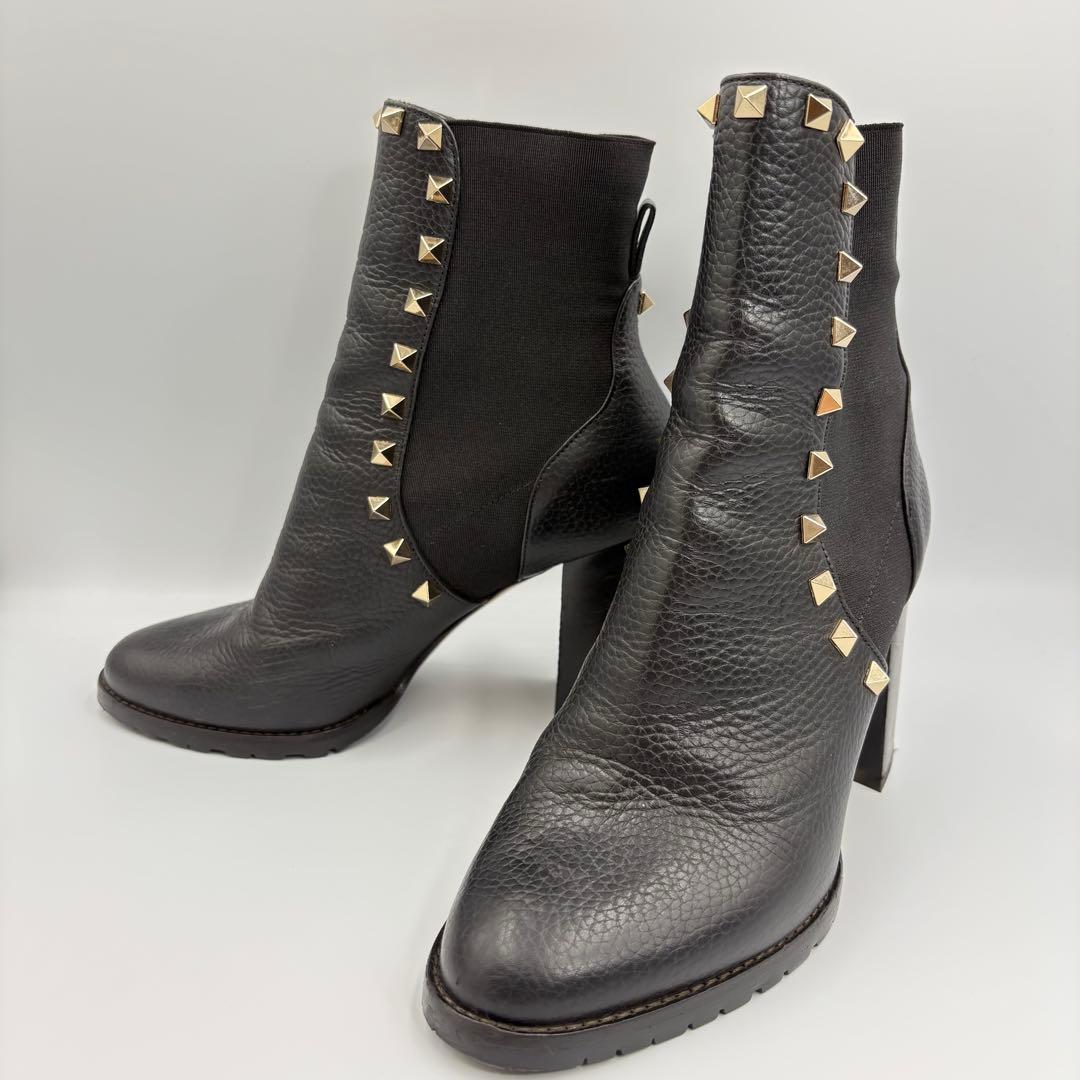 バレンティノガラヴァーニ スタッズ ショートブーツ 黒 サイドゴア　24cm