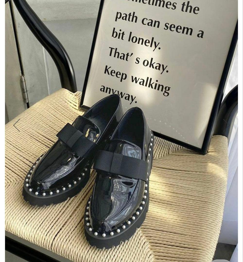 【美品】ドノバン パールリボンローファー Sサイズ