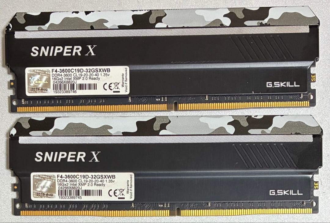 【中古】DDR4-3600 32GB(16GB×2枚) G.SKILL