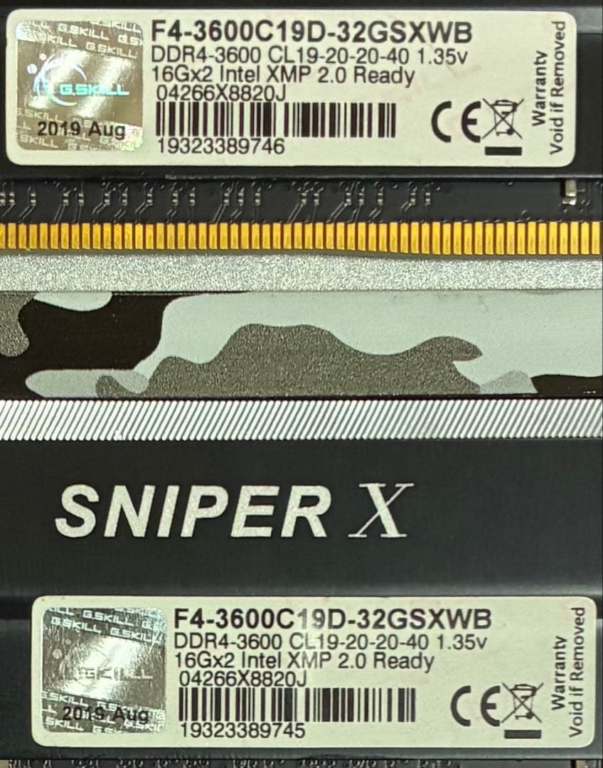 【中古】DDR4-3600 32GB(16GB×2枚) G.SKILL