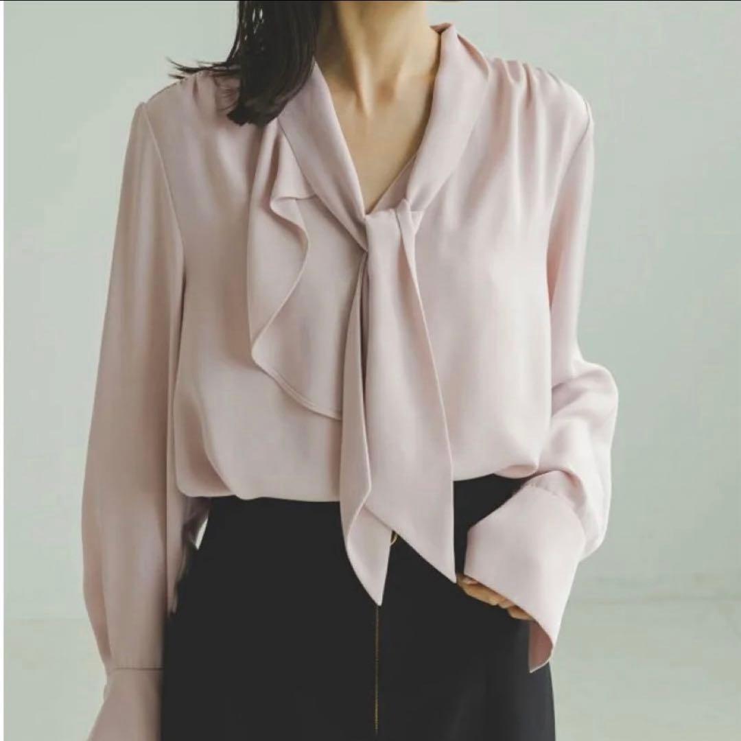 NOBLE ノーブル ロイヤルサテンボウタイブラウス ピンク フリーサイズ