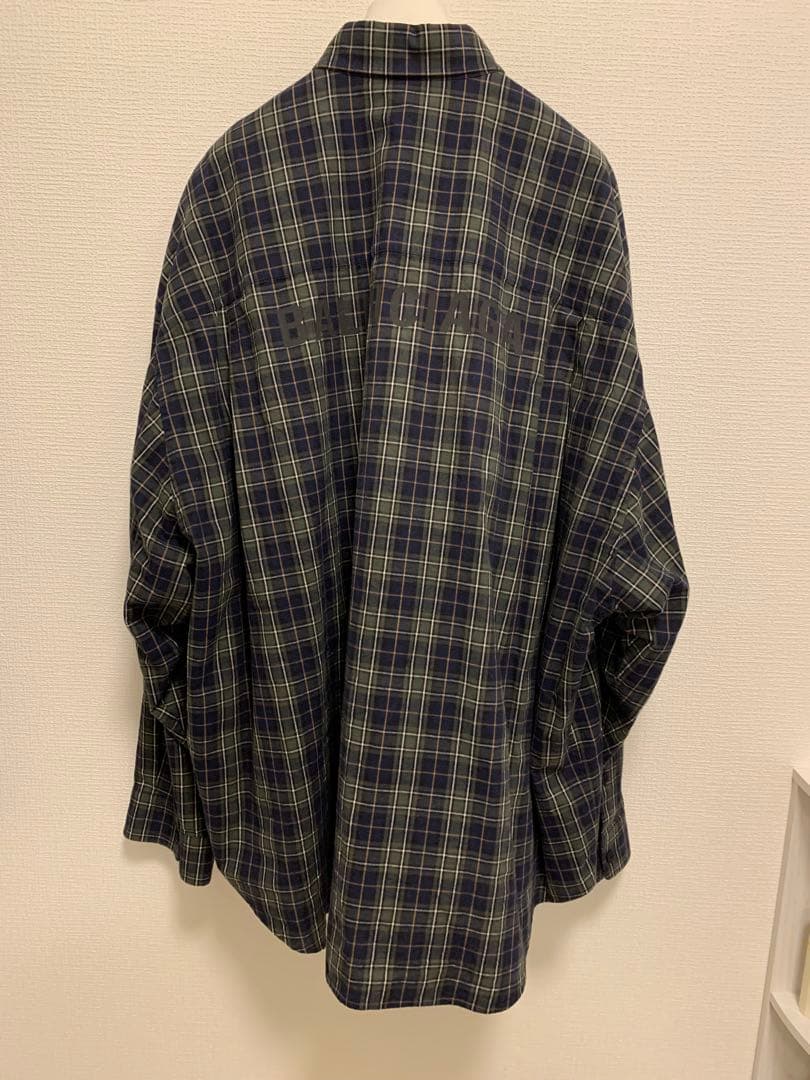 極美中古　バレンシアガ　オーバーサイズ　バックロゴ　チェック　フランネルシャツ