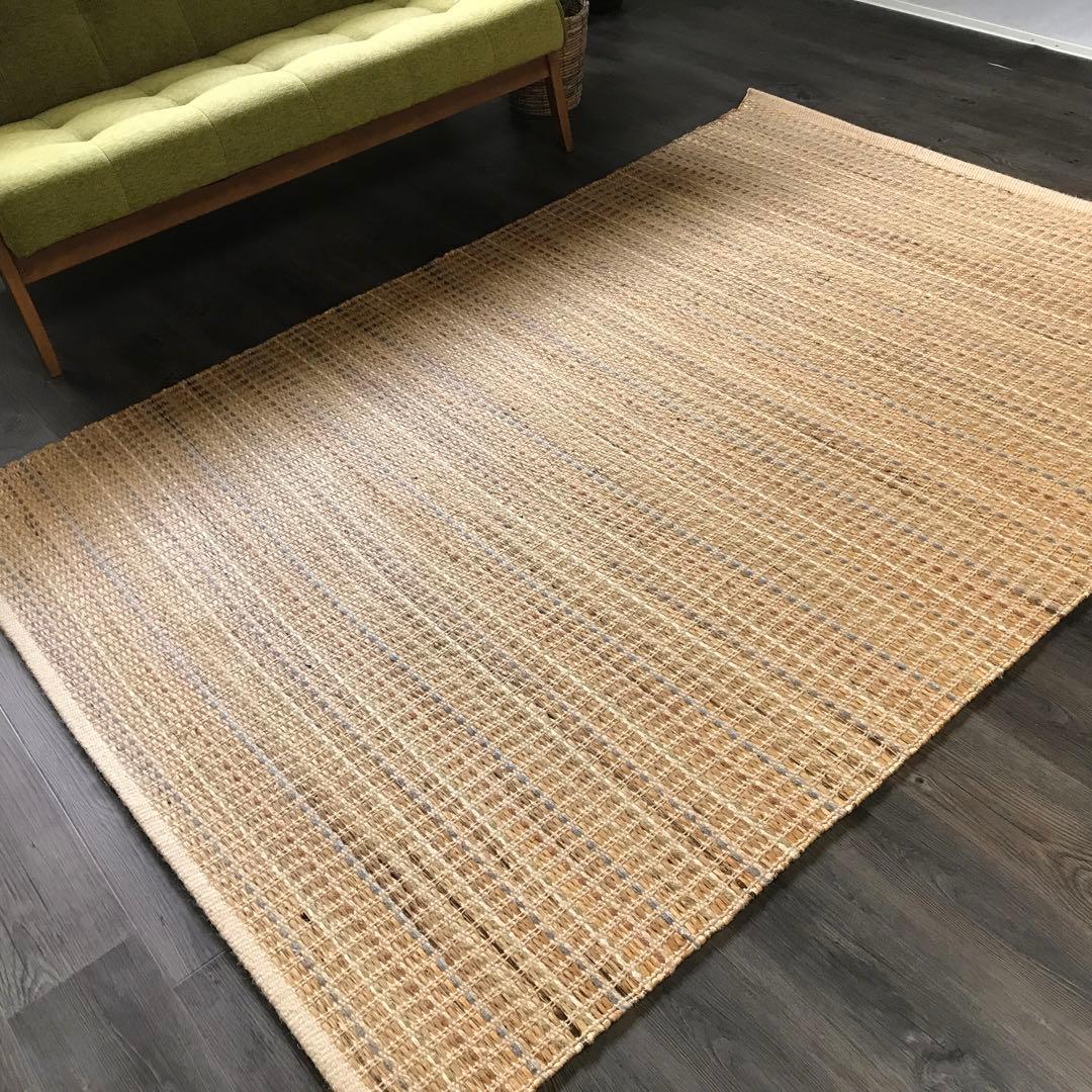 超レア 143x204cm 1.5畳 麻と水草 ラグ ラグマット 夏用 平織り