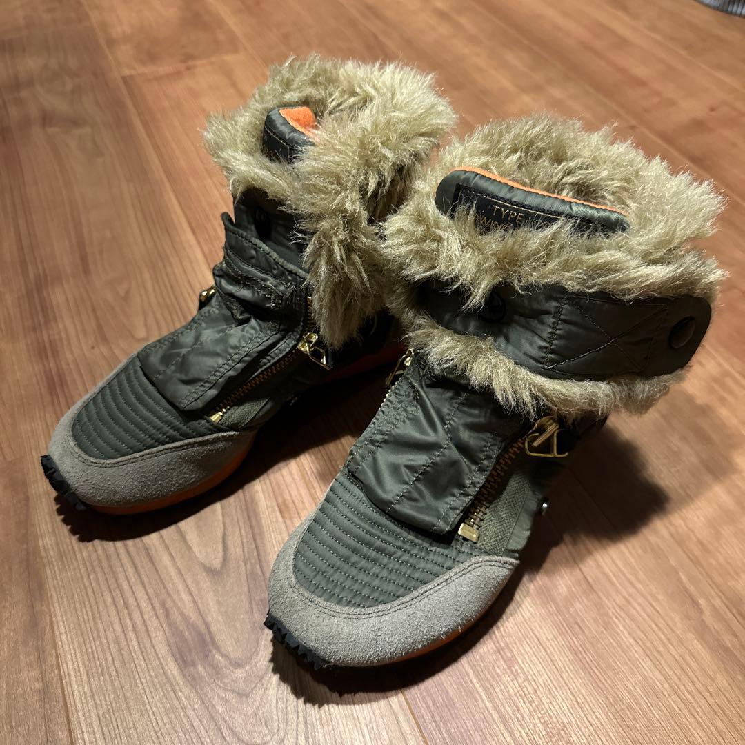 キャピタル KAPITAL MA-1 スニーカー グリーン エアフォース ボア