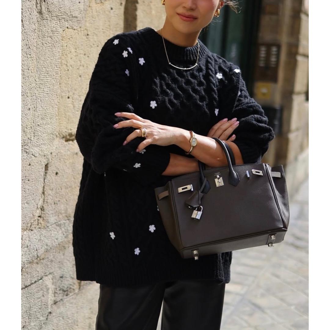 Gypsohila ジプソフィア Floral Cable Knit ブラック