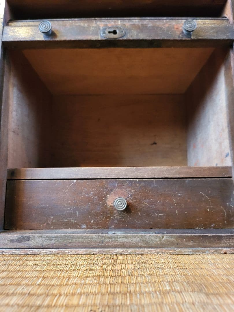 蛇腹 木製 収納 ボックス　引き出し付き　ヴィンテージ　アンティーク