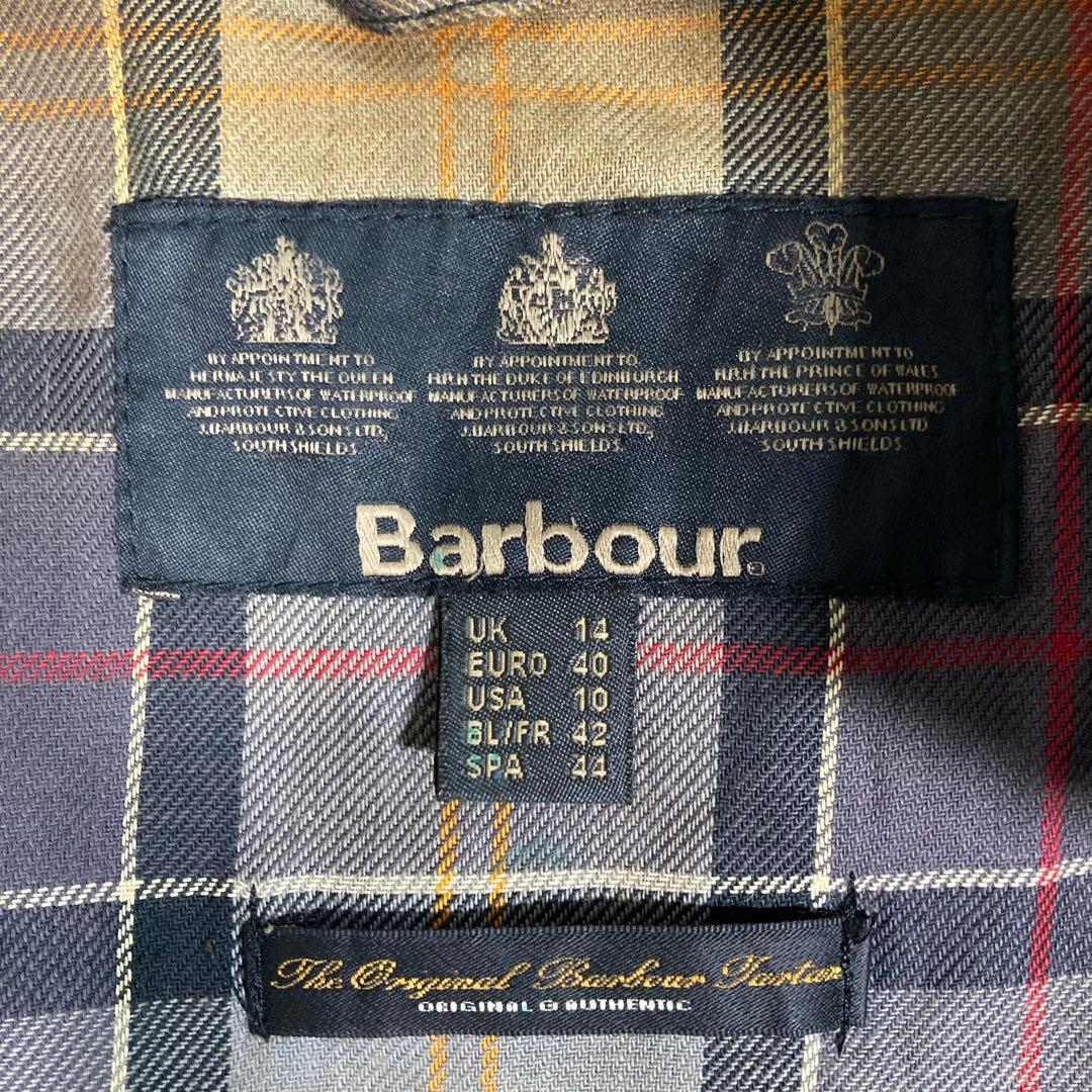 【美品】Barbour バブアー オイルドジャケット　モッズコート　緑　ロゴ