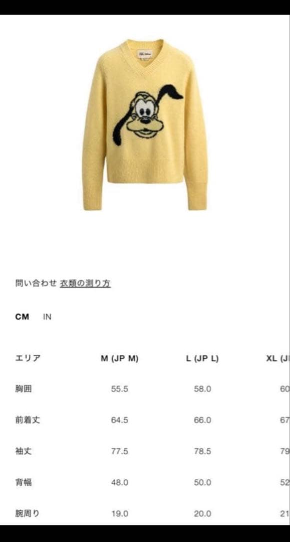 美品HARRYLAMBERT FOR ZARA×DISNEY プルートニットM