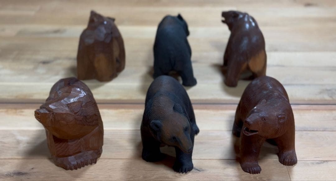 木彫り熊　八雲　2体セット【茂木多喜治作・加藤貞夫作】