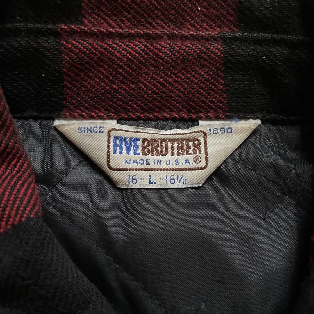 70s 80s FIVE BROTHER キルティングネルシャツ　三角タグ