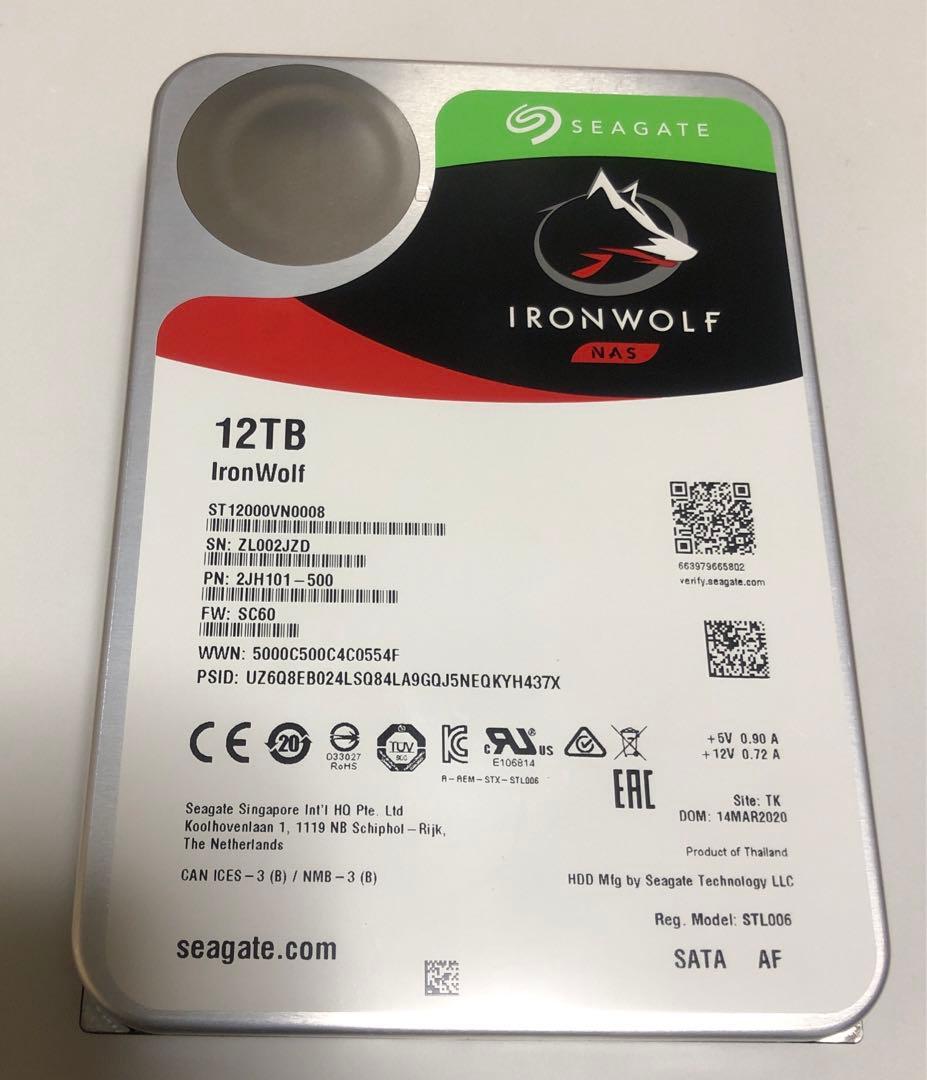 外付けハードディスク・ドライブ Seagate IronWolf 12TB HDD ZL002JZD