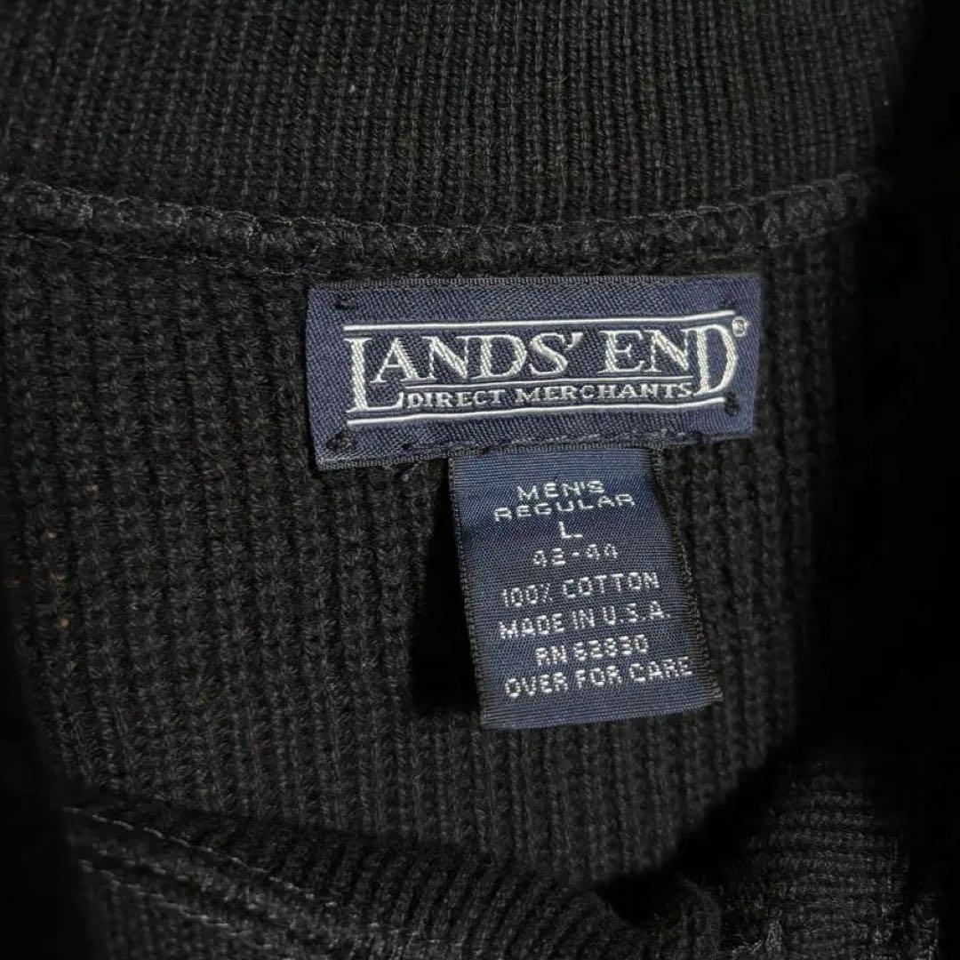 90s LANDS'END ヘンリーネック コットンニット USA製