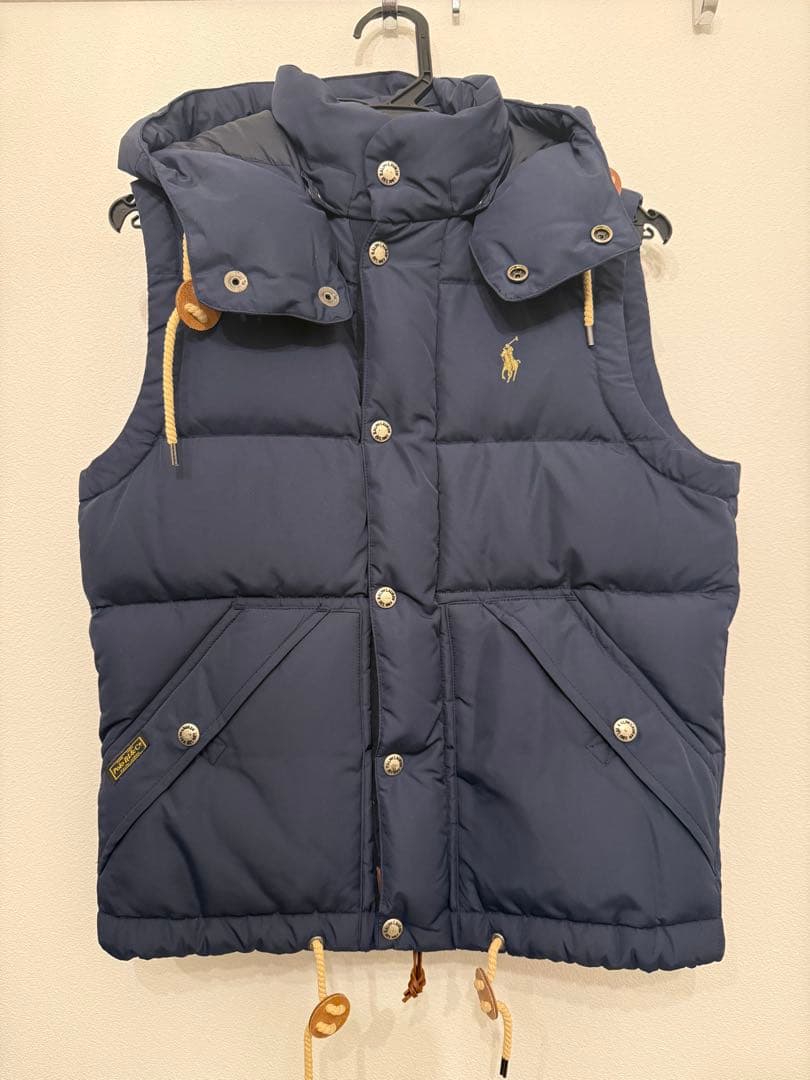 ネイビー フード付き ダウンベスト