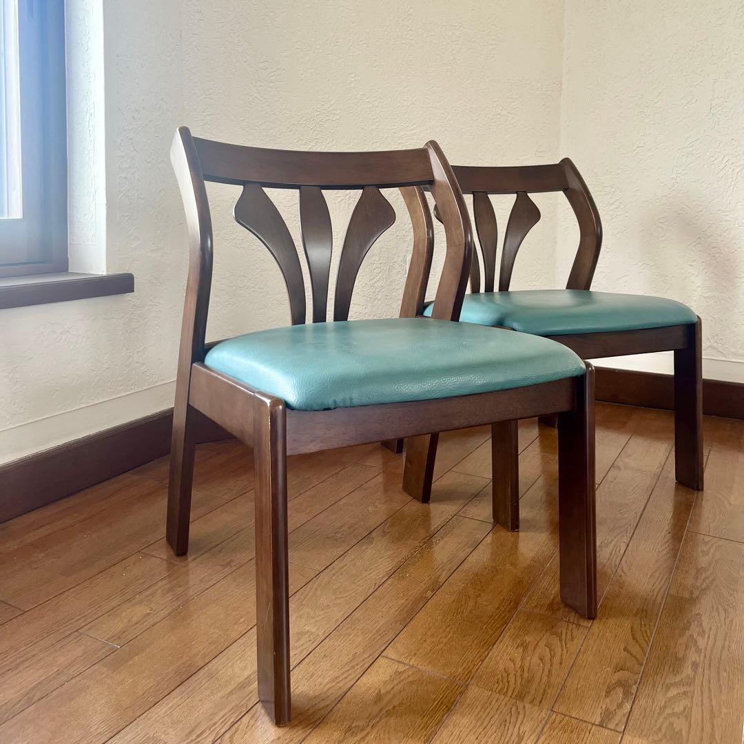 MIKIMOKU ミキモク　木製　ダイニングチェアB 座面レザー　2脚セット