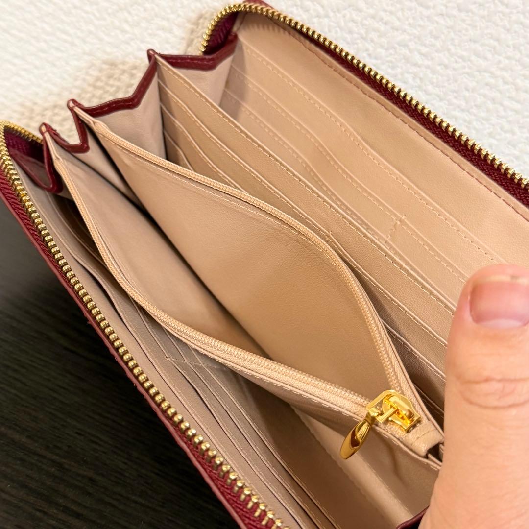 未使用品 カイマンクロコダイル一枚革 長財布 ロングウォレット メンズ レッド