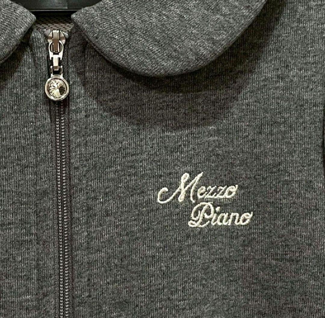 超美品★メゾピアノJr★ワンピース　グレー　裾ライン　リボン　140