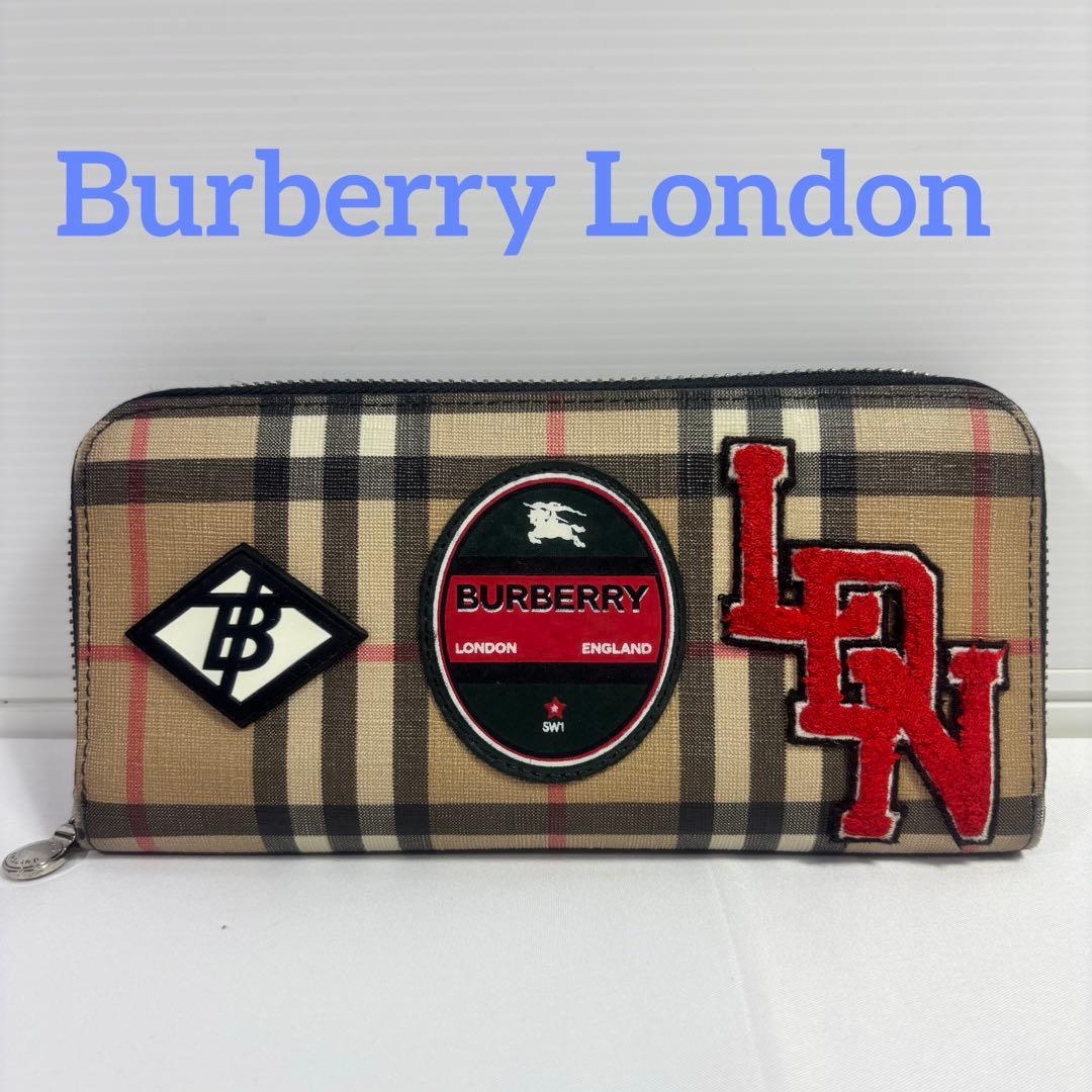 【希少】【美品】バーバリー 長財布パッチ付き　ホースロゴ　ノバチェック