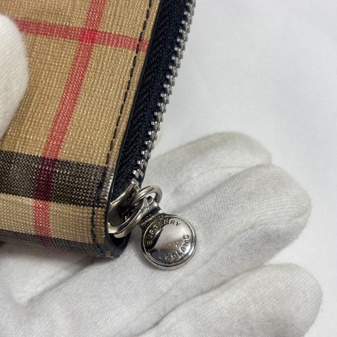 【希少】【美品】バーバリー 長財布パッチ付き　ホースロゴ　ノバチェック