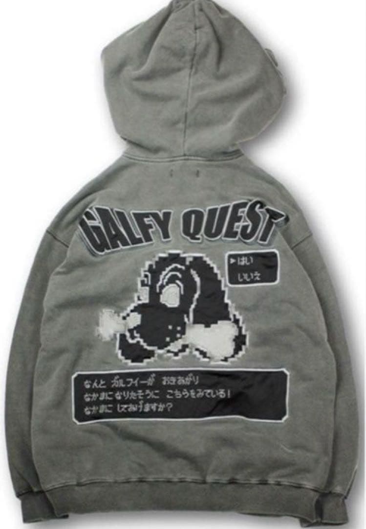 GALFY QUEST グレー ジップアップパーカー