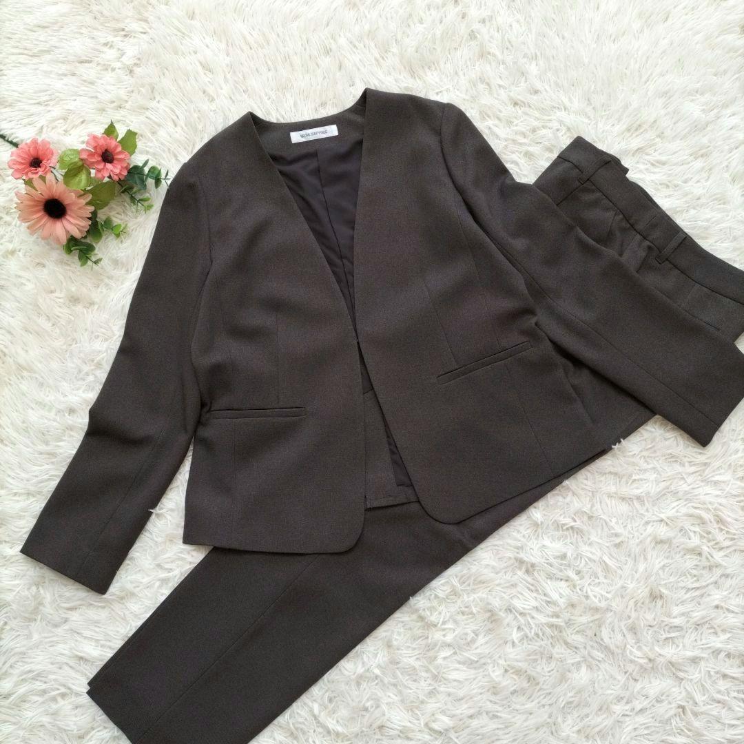 未使用級♡ナチュラルビューティーベーシックパンツスーツセットアップ ブラウン L