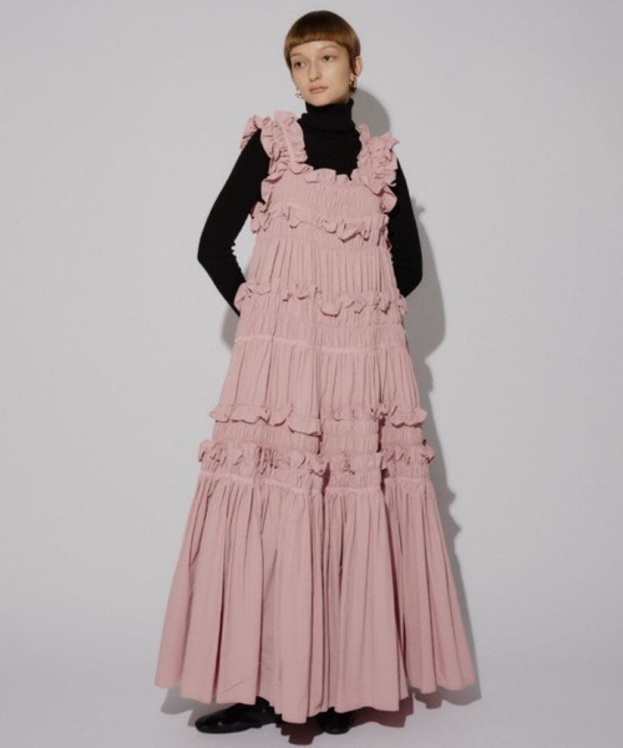 【PERNA】ギャザーキャミフリルワンピース・ピンク