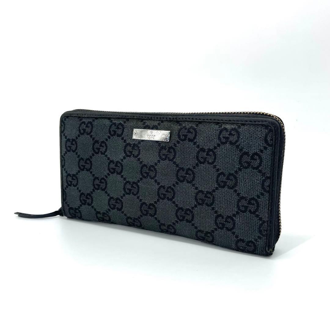 グッチ✨GGキャンバス 長財布 ラウンドファスナー 12カード シルバープレート