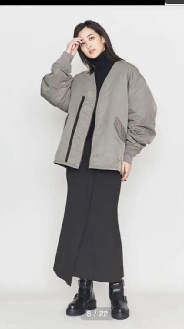 ASTRAET中綿ノーカラーブルゾン