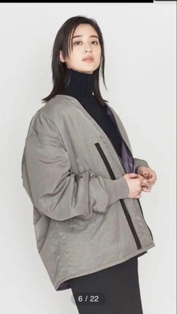 ASTRAET中綿ノーカラーブルゾン