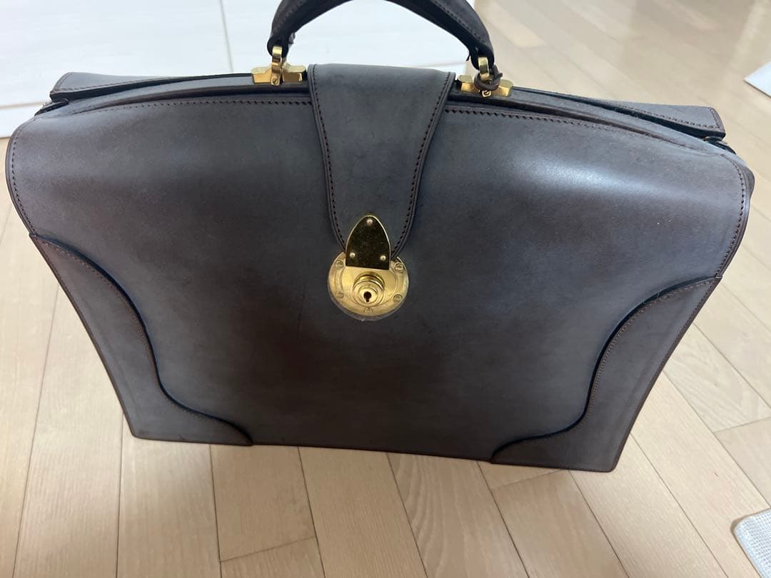 万双 ダレスバッグ ブライドルレザー 2マチ ダークブラウン