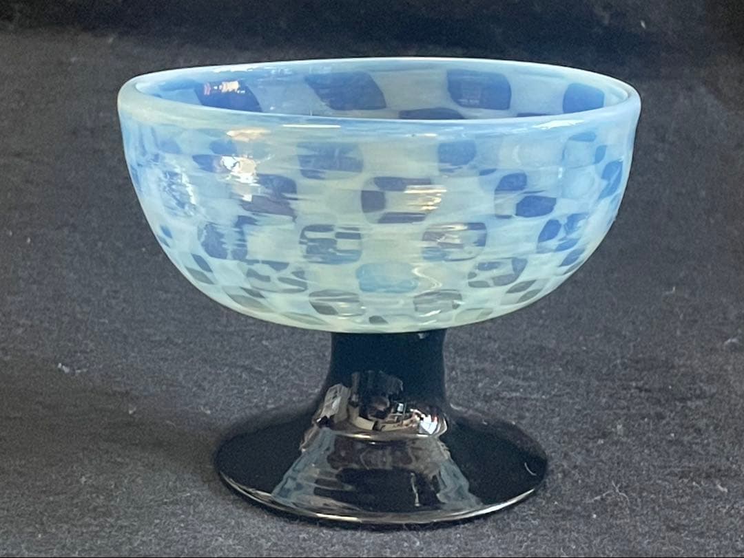 大正ロマン　脚黒市松模様氷コップ