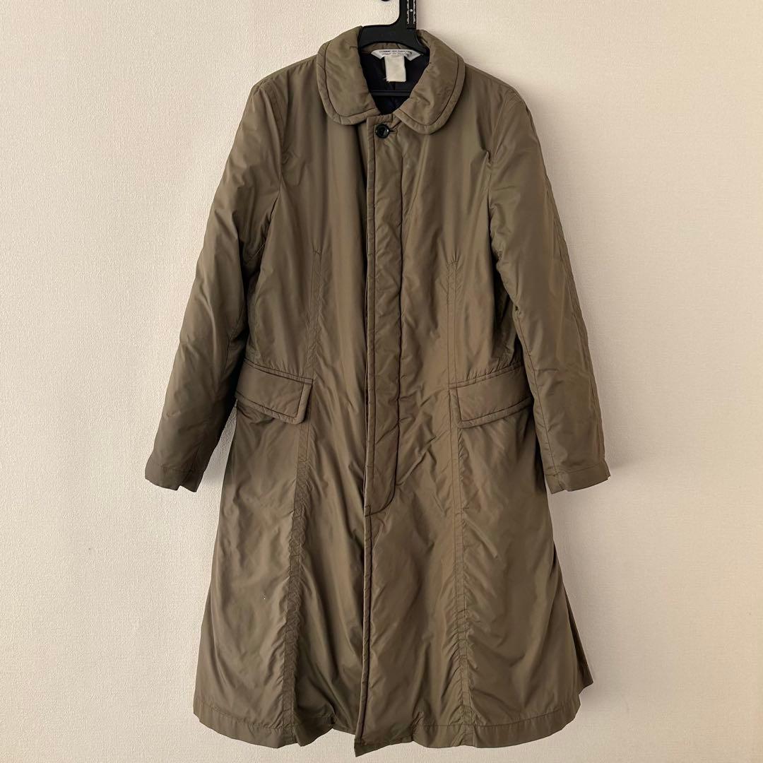 2*e様 コムデギャルソン コムコム ナイロン丸襟コート M カーキ