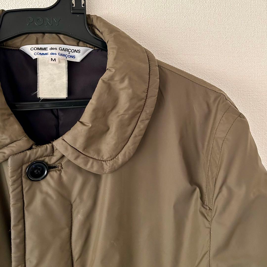 2*e様 コムデギャルソン コムコム ナイロン丸襟コート M カーキ