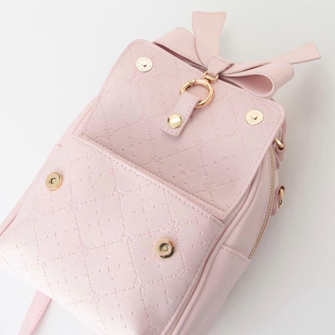 メゾピアノ モノグラム柄型押し　ミニリュック