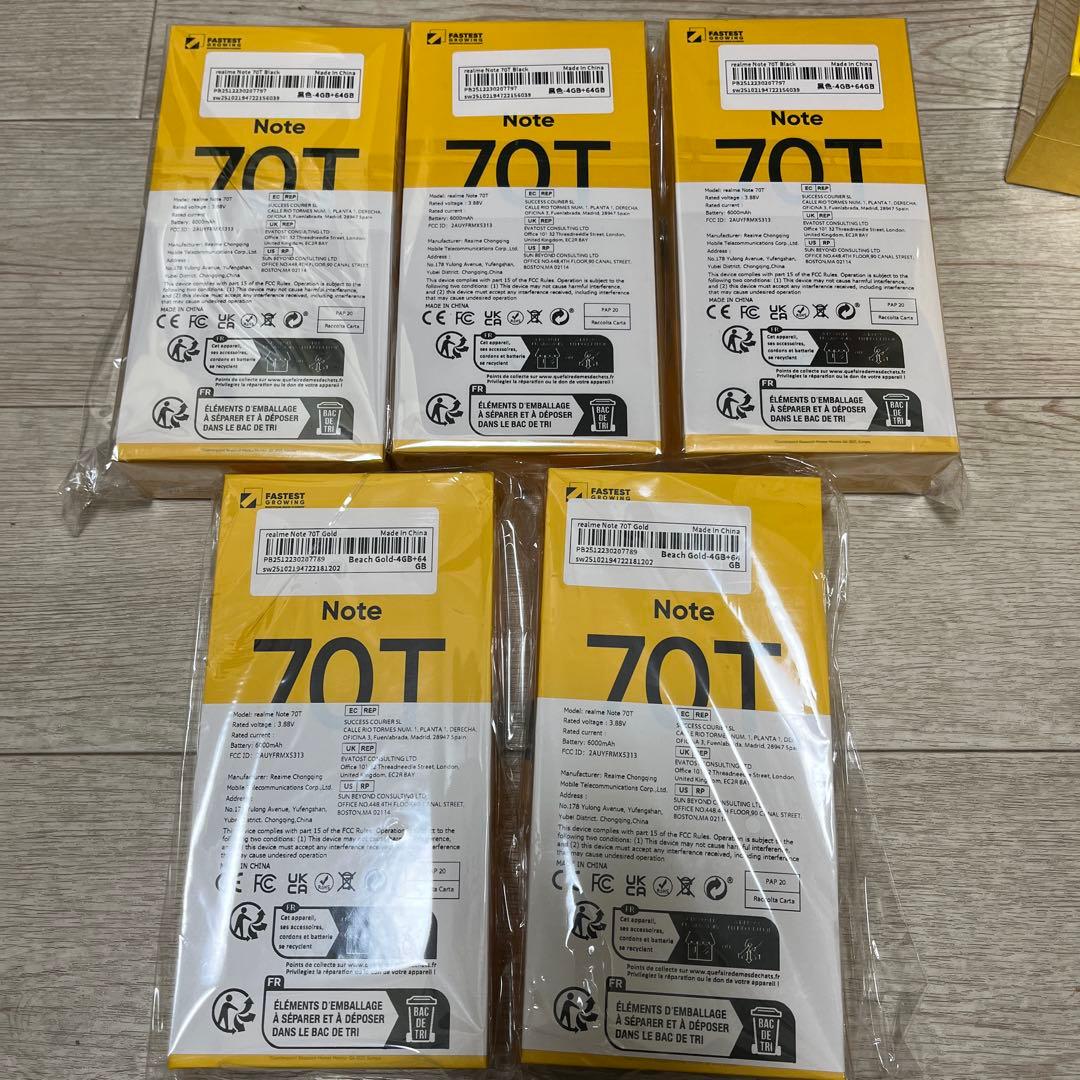 REALME NOTE 70T 本体 RAM 4GB+64GB 5台セット