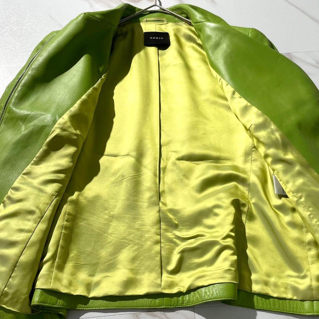 美品希少色✨AKRIS アクリス　ラムナッパレザー　シングルジャケット