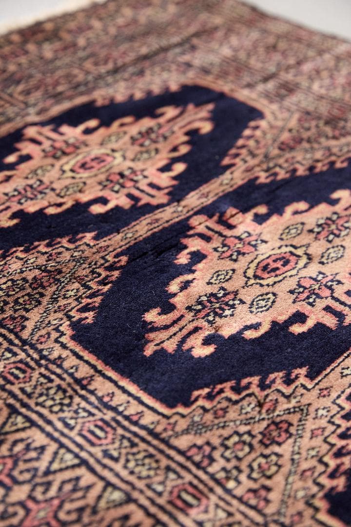 ヴィンテージラグ トライバルラグ　ラホール産（136×65cm）紺　黒　ベージュ