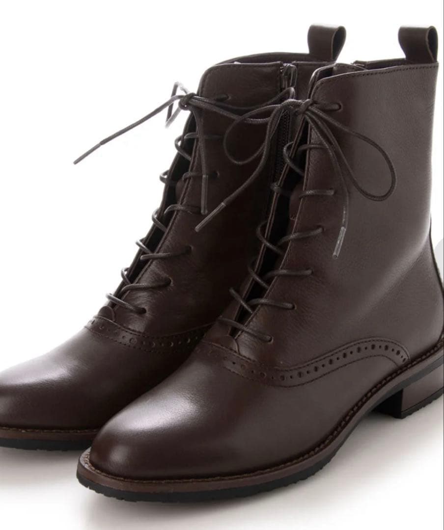 あしながおじさん　ダークブラウン レースアップブーツ