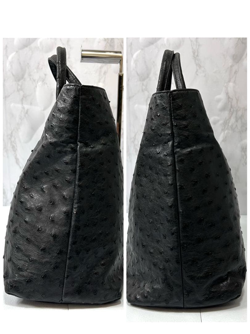 JRA 大容量 オーストリッチ トートバッグ 横幅46cm ブラック