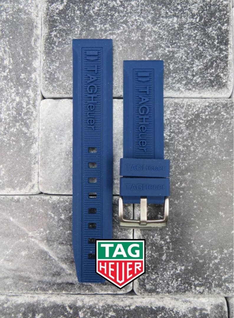 TAG Heuer 用ラバーストラップ 青色20mm アクアレーサーなどに